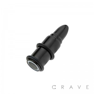 BLACK PVD 316L SURGICAL STEEL BULLET PLUG WITH O-RINGS